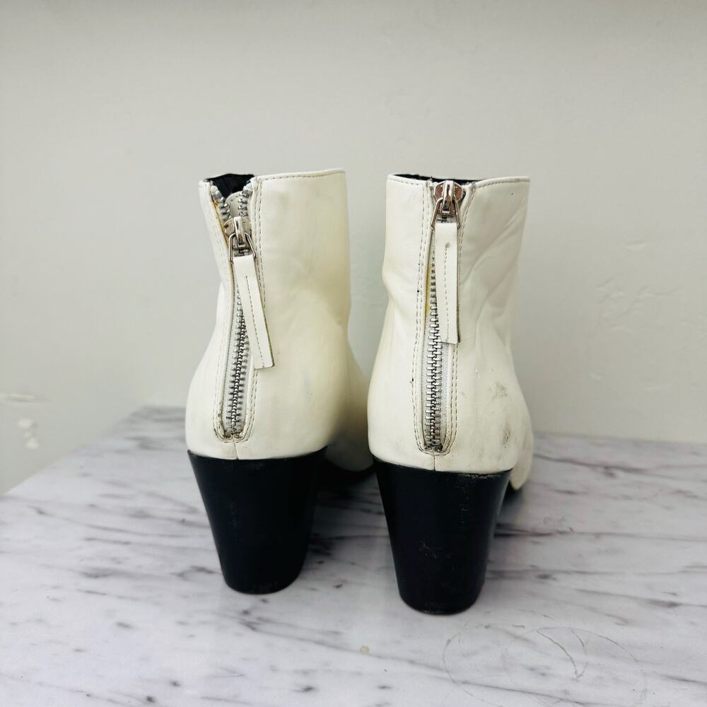Lulus White Leather Ankle Booties Women’s Size 10 - Picture 6 of 11